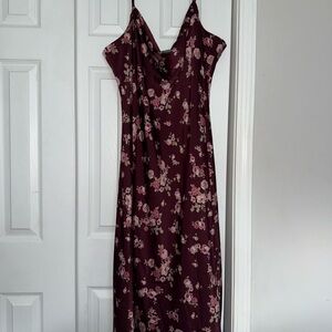ARULA Wren Burgundy Floral Midi Dress